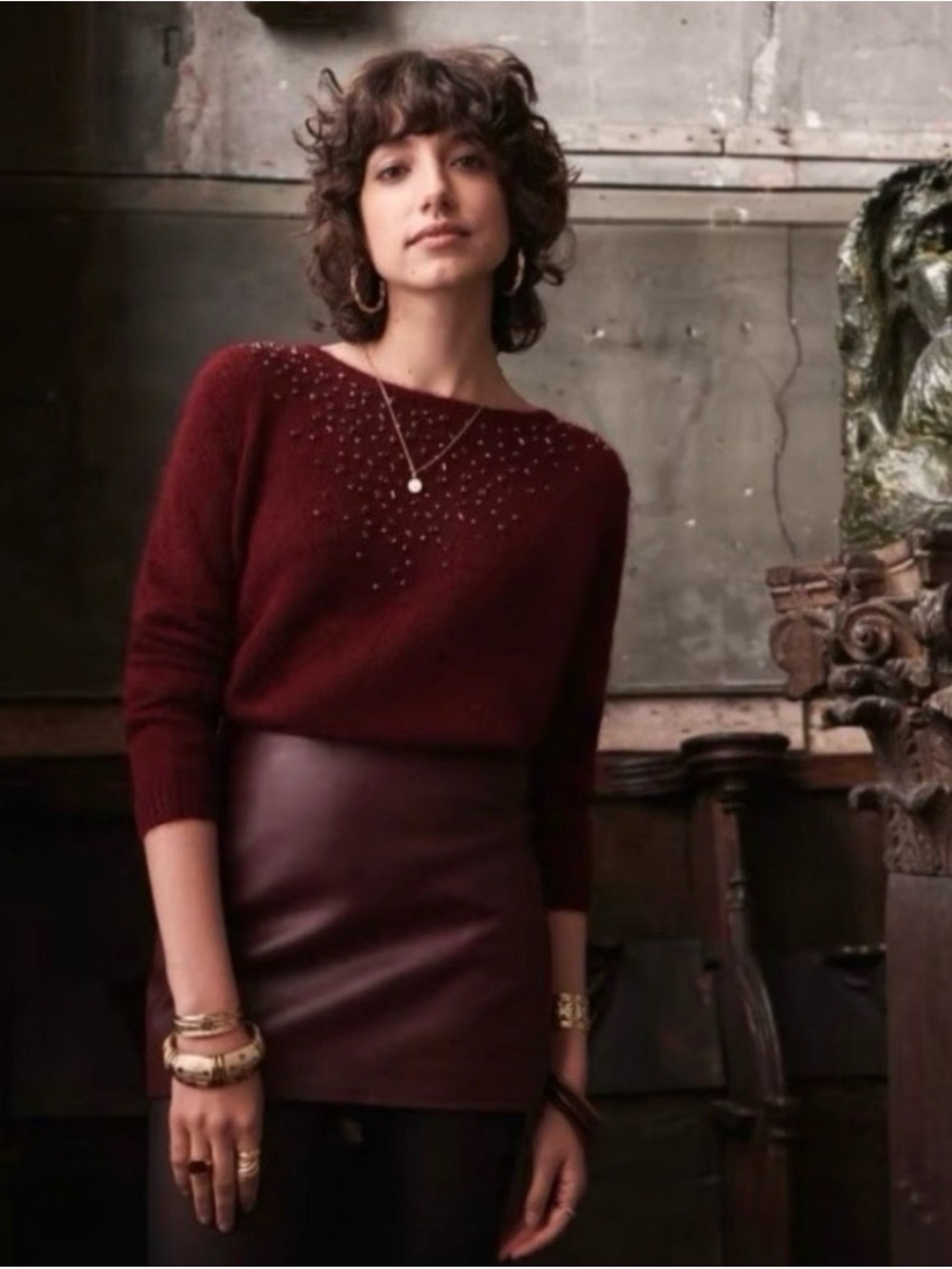 Sézane Harlow Leather Skirt 36